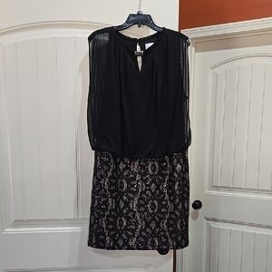 Elegant Black and Cream Lace Dress